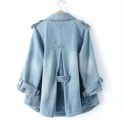 Cape Luxe Double-Breasted Denim Coat