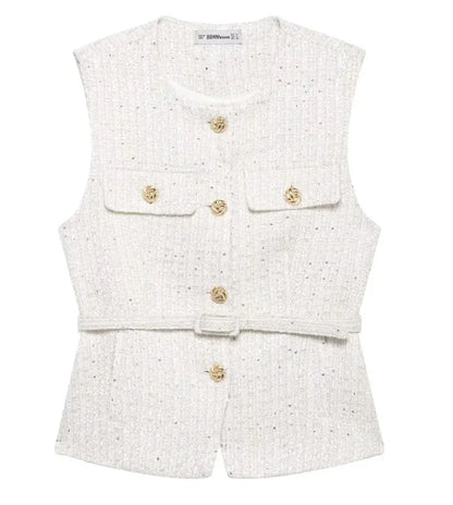 Glam Sequin Belted Vest