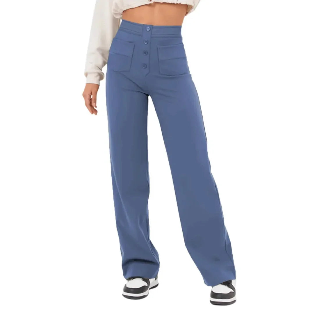 Buttoned Straight-Leg Cargo Pants