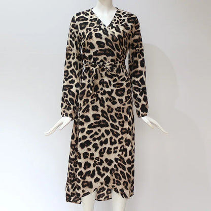 Wild Allure Lace-Up Leopard Dress