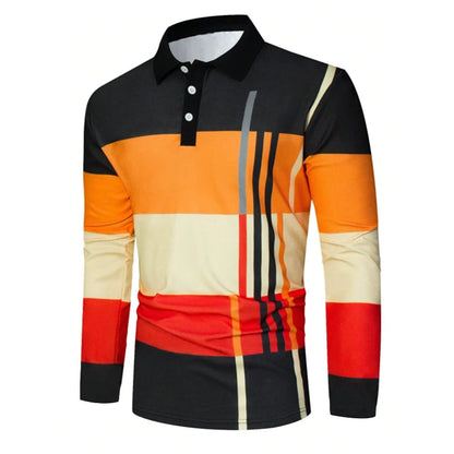 Colorblock Long Sleeve Polo Shirt