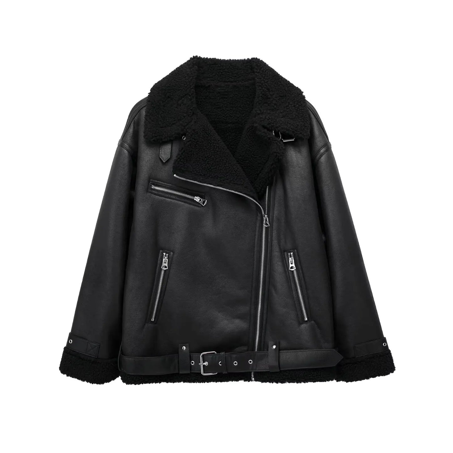 FurEdge Moto Style Faux Fur Jacket
