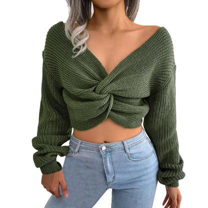 Twist Luxe V-Neck Crop Sweater