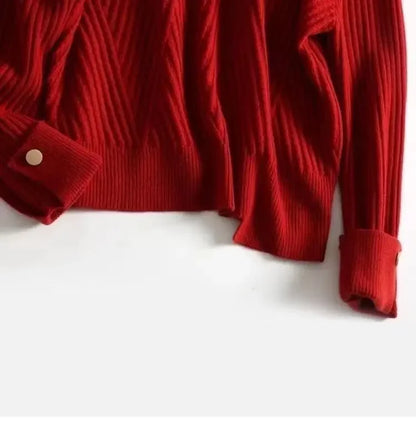 Stripe Aura Irregular Turtleneck Sweater