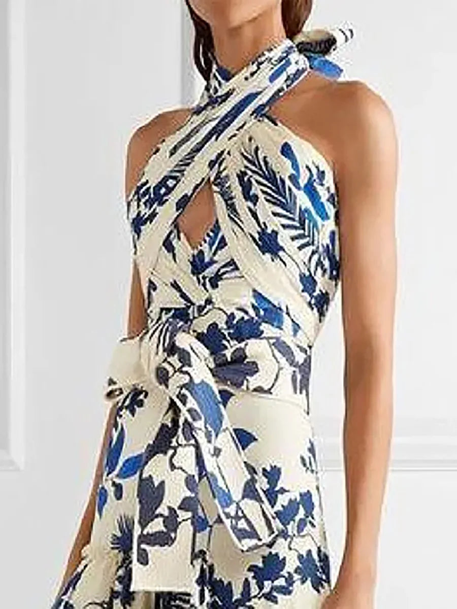 Floral Desire Ruffle Halter Dress