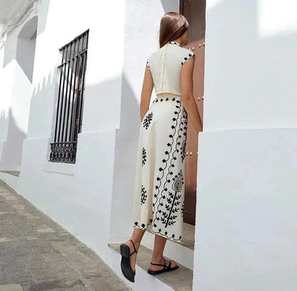 Boho Retro Print Skirt Set