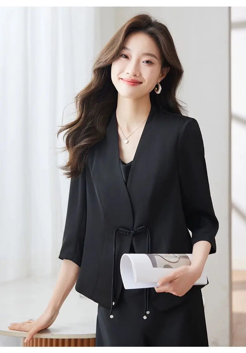 Slim Fit Short Sleeve Blazer Top