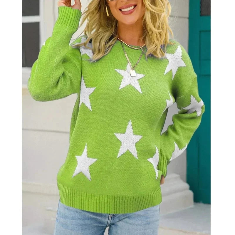 Women's Long Sleeve round Neck Knitted Sweater