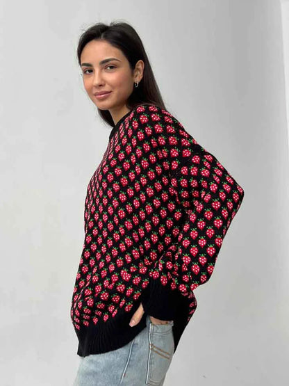 Cozy Strawberry Knit Sweater