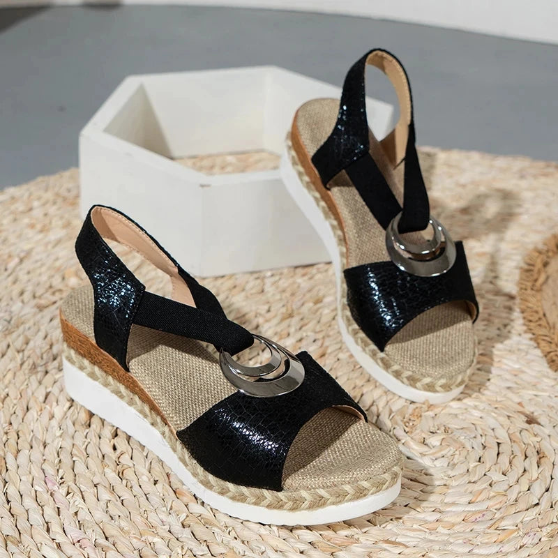 Snake Print Wedge Gladiator Sandals
