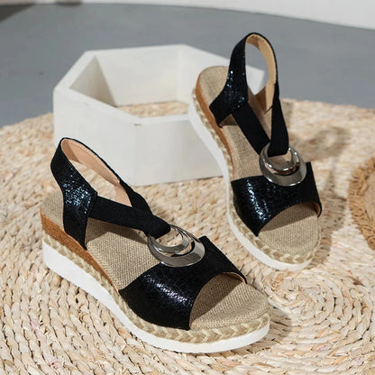 Snake Print Wedge Gladiator Sandals
