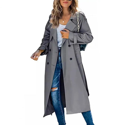 Modern Long Lapel Trench Coat