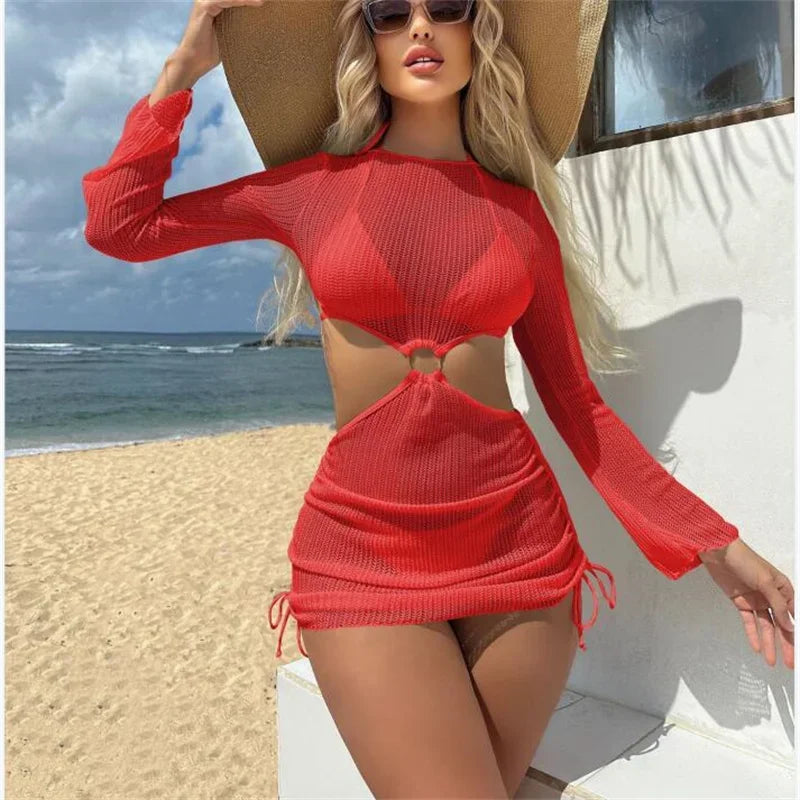 3-Piece Crochet Bikini & Cover-Up Set