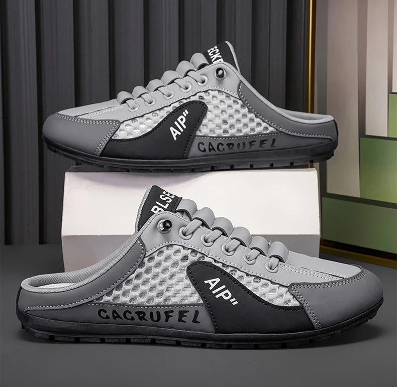 Breathable PU Leather Mesh Slides