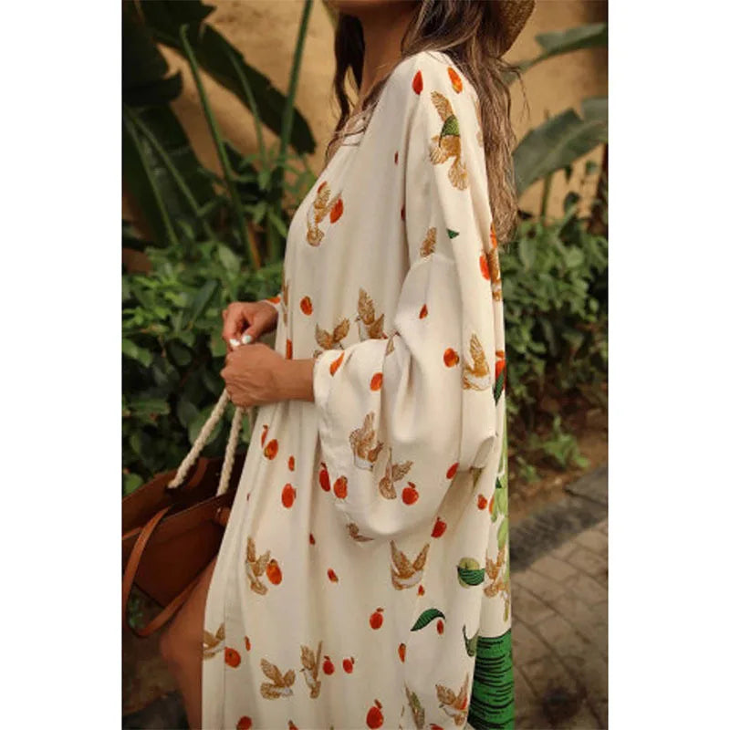 Boho Floral Kimono Beach Cover Up