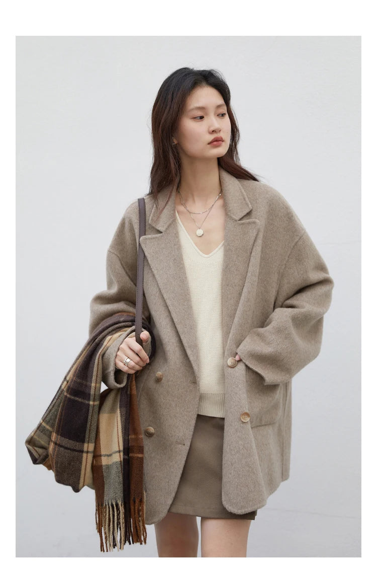 Women’s Luxury Wool-Blend Long Coat