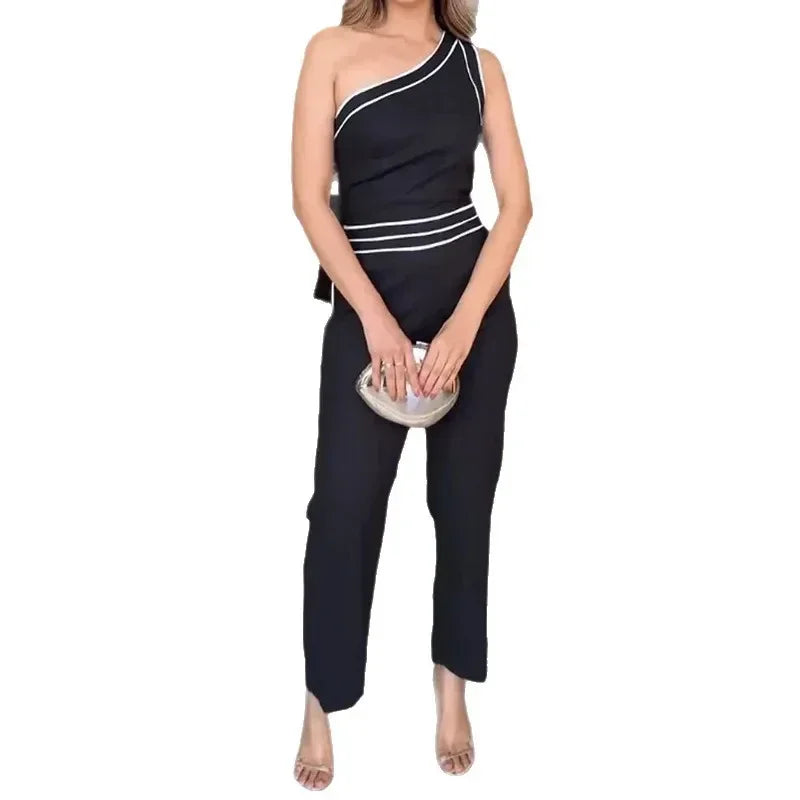 Casual One-Shoulder Sleeveless Jumpsuit