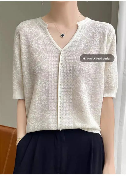V-Neck Knitted Summer Top