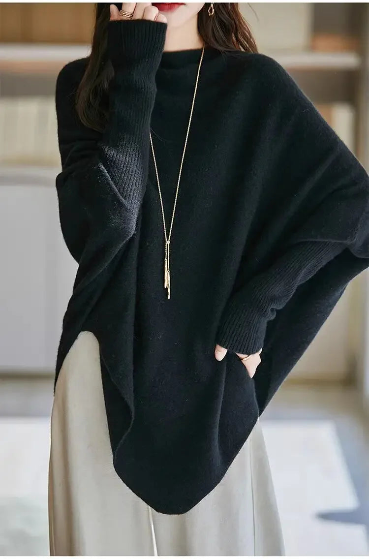 Batwing Sleeve Irregular Knit Sweater