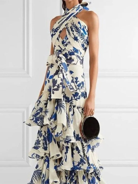 Floral Desire Ruffle Halter Dress