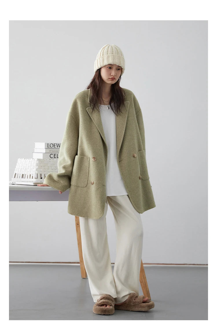Women’s Luxury Wool-Blend Long Coat