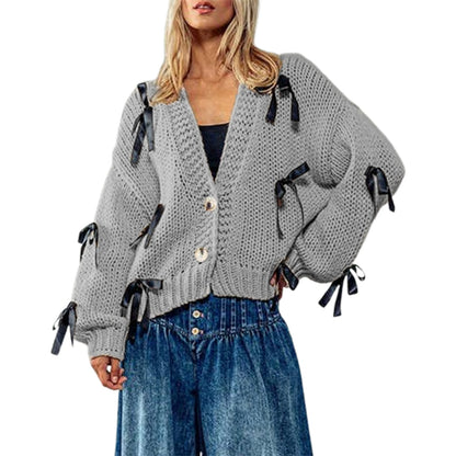 Belle Knot Deep V Bow Cardigan