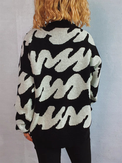 Stripe Craft Patchwork Knit Pullover