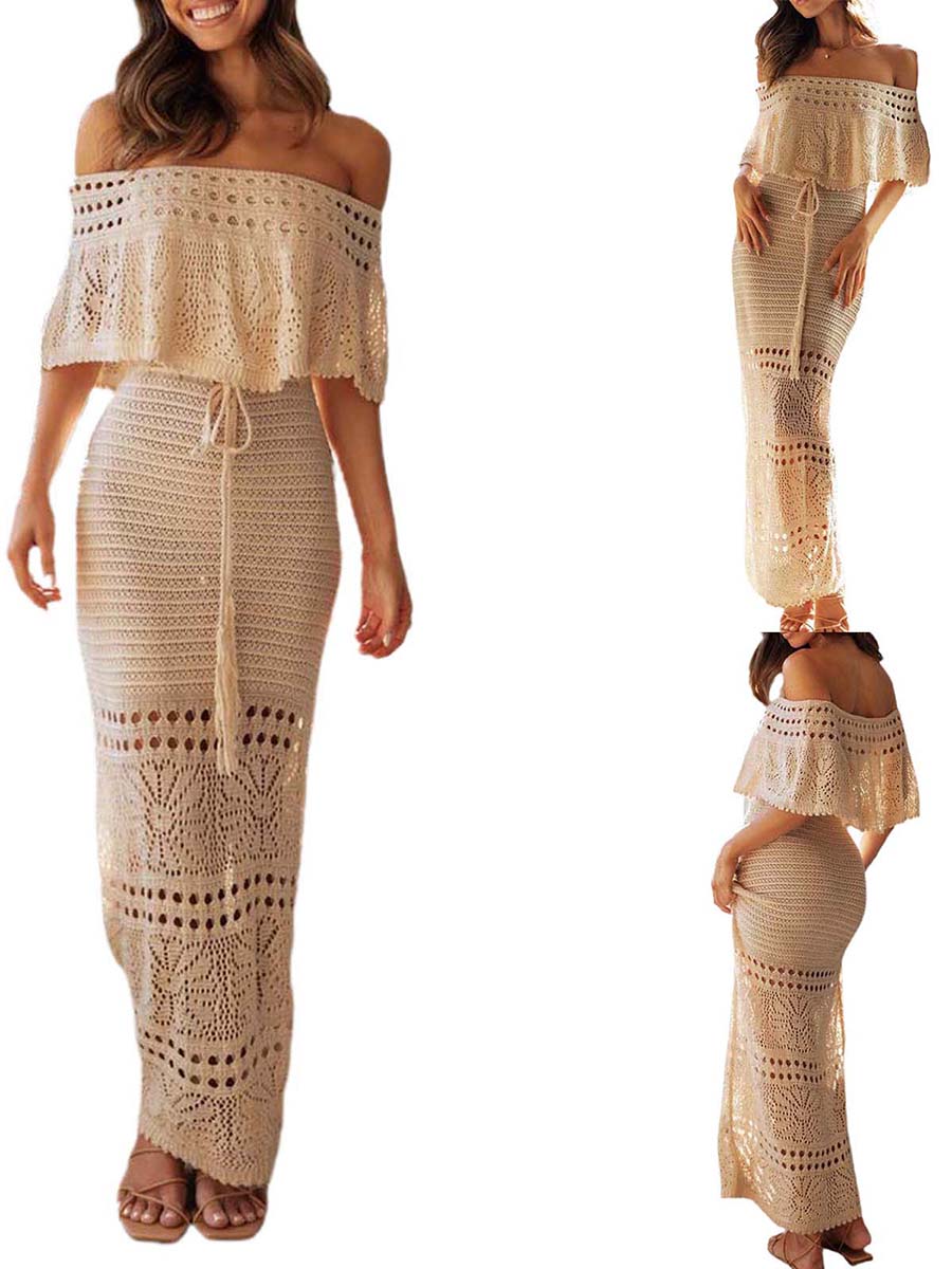 Off-Shoulder Knit Tube Maxi Dress