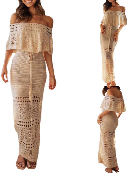Off-Shoulder Knit Tube Maxi Dress