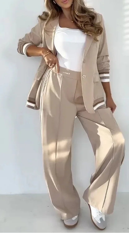 Women’s Stylish Button Coat Pant Set