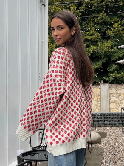 Cozy Strawberry Knit Sweater