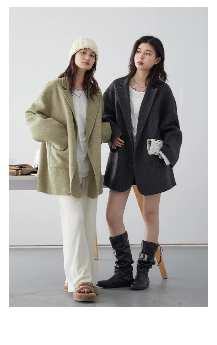 Women’s Luxury Wool-Blend Long Coat