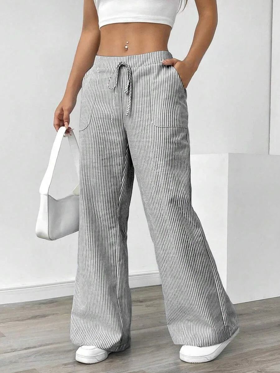 Striped Wide Leg High Waist Pants