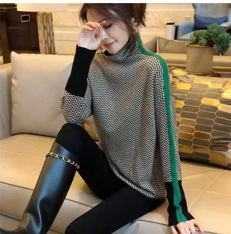 Women Knitted Turtleneck Sweate Effortless Style