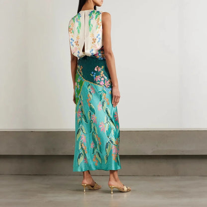 Twist Bloom Satin High Waist Dress