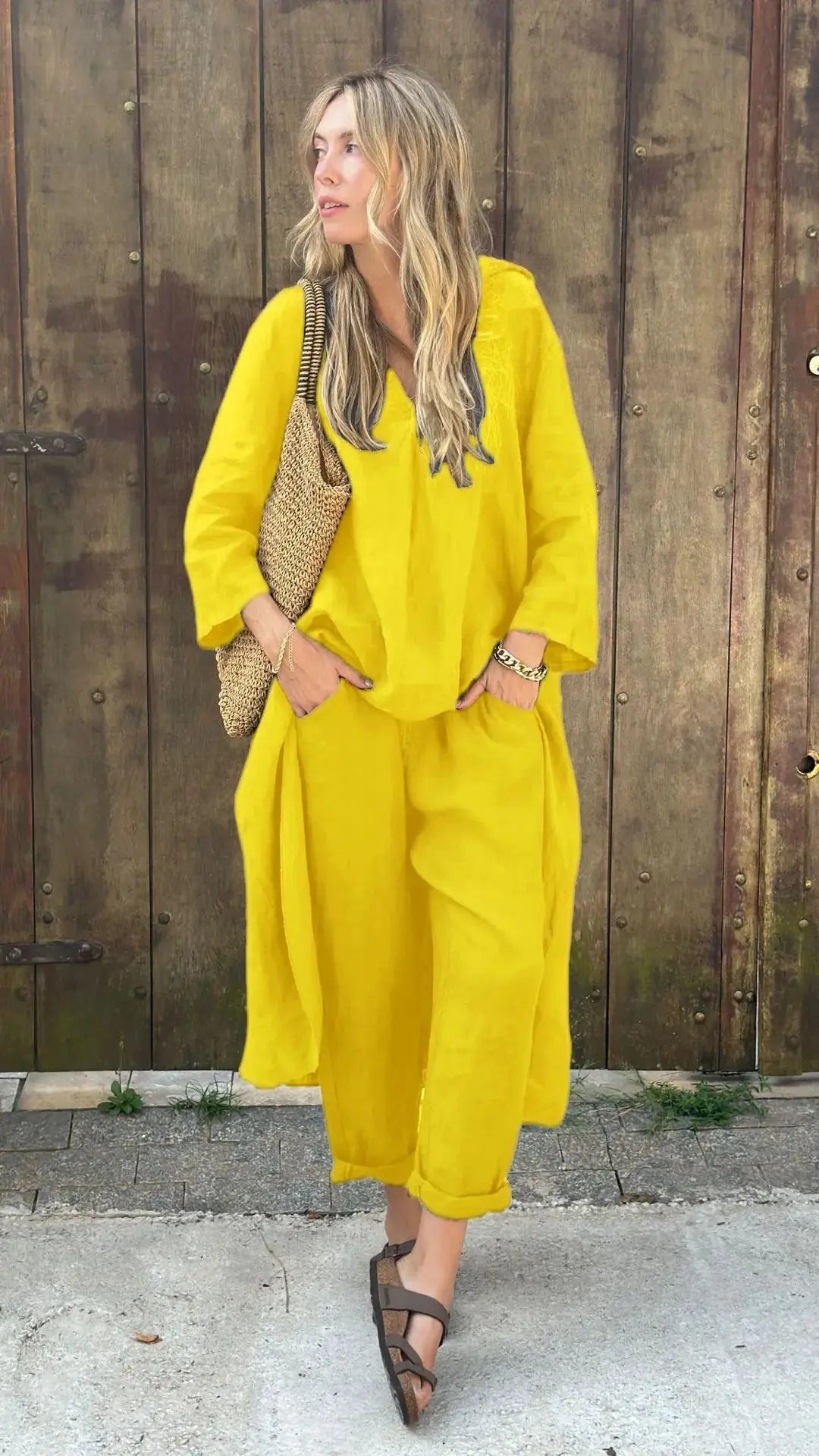 Modern Grace V-Neck Pants Set