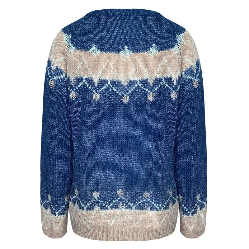 Warm Print Knit Winter Sweater