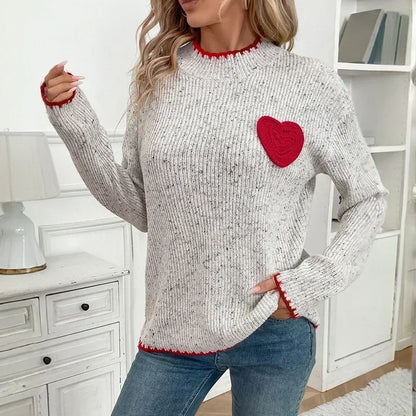 Cozy Heart Half-Turtleneck Sweater