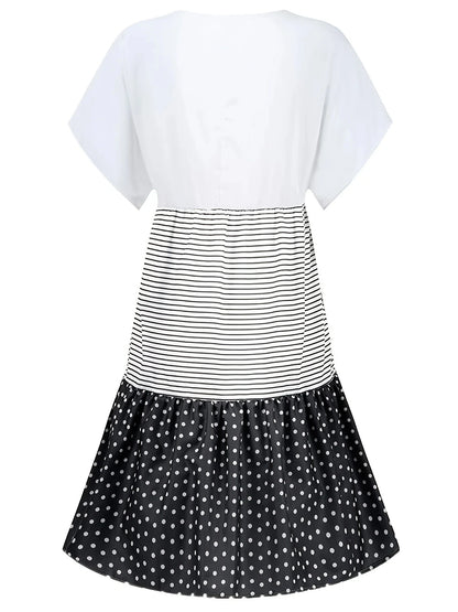 Retro Charm Stripe & Dot Dress