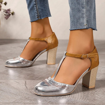 Retro Chic Thick Heel Sandals