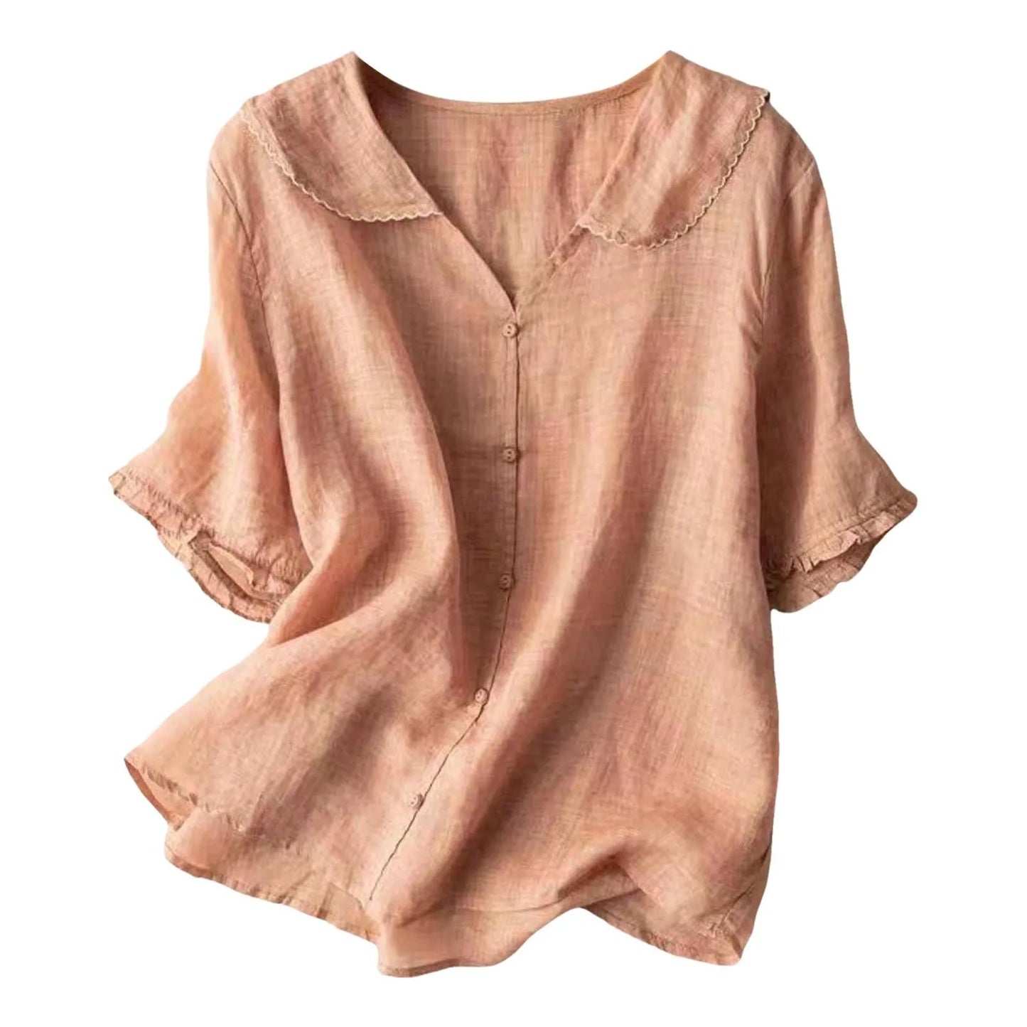 Classic Navy Collar Summer Blouse