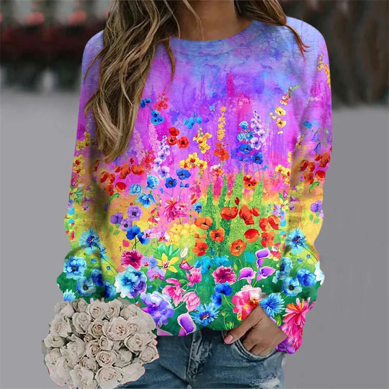 Y2K Colorful Florals Streetwear Pullover