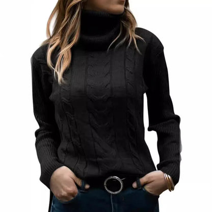 Retro Knit Patchwork Turtleneck Sweater