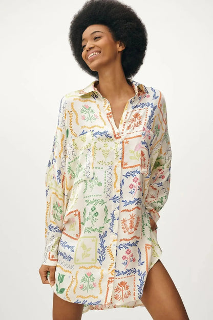 Chic Doodle Print Cardigan Dress