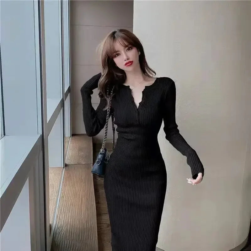 V-Neck Crochet Midi Dress