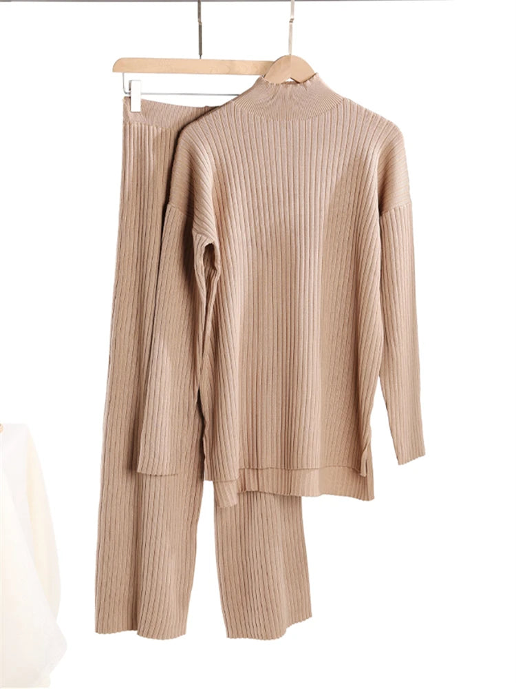 Knitted Turtleneck 2-Piece Tracksuit