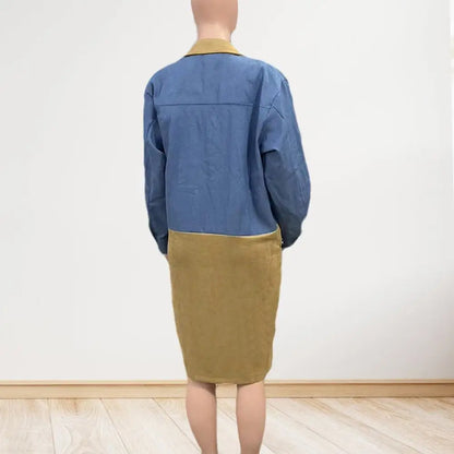 Color block Patchwork Denim Coat
