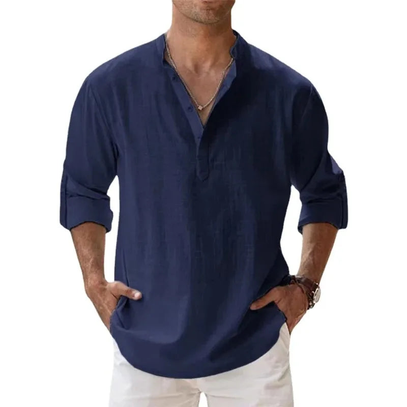 Lightweight Cotton Henley Beach Shirt