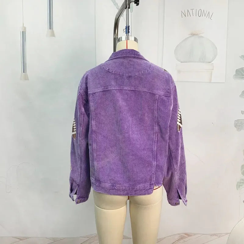 Glow Play Corduroy Sequin Varsity Jacket