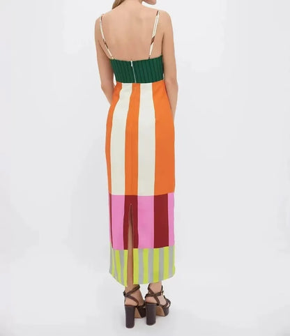 Rainbow Stripes Boho Party Dress